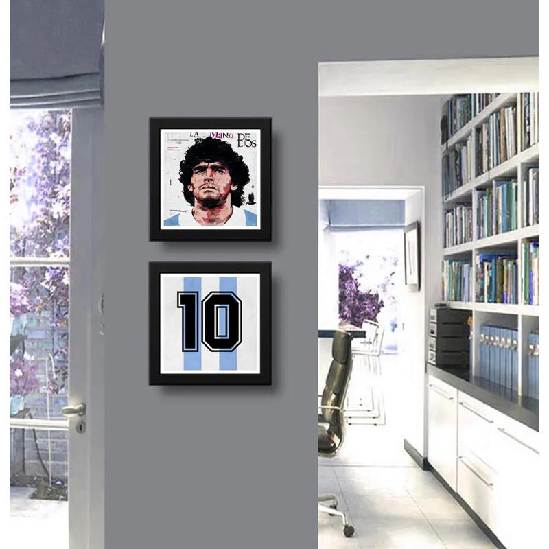 Set 2 Cuadros Maradona Argentina Fútbol Jugador Decoracion