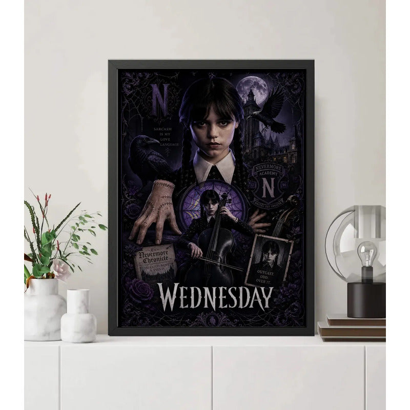 Cuadro Wednesday Merlina Serie Tv Terror Arte Decoracion Marco Negro