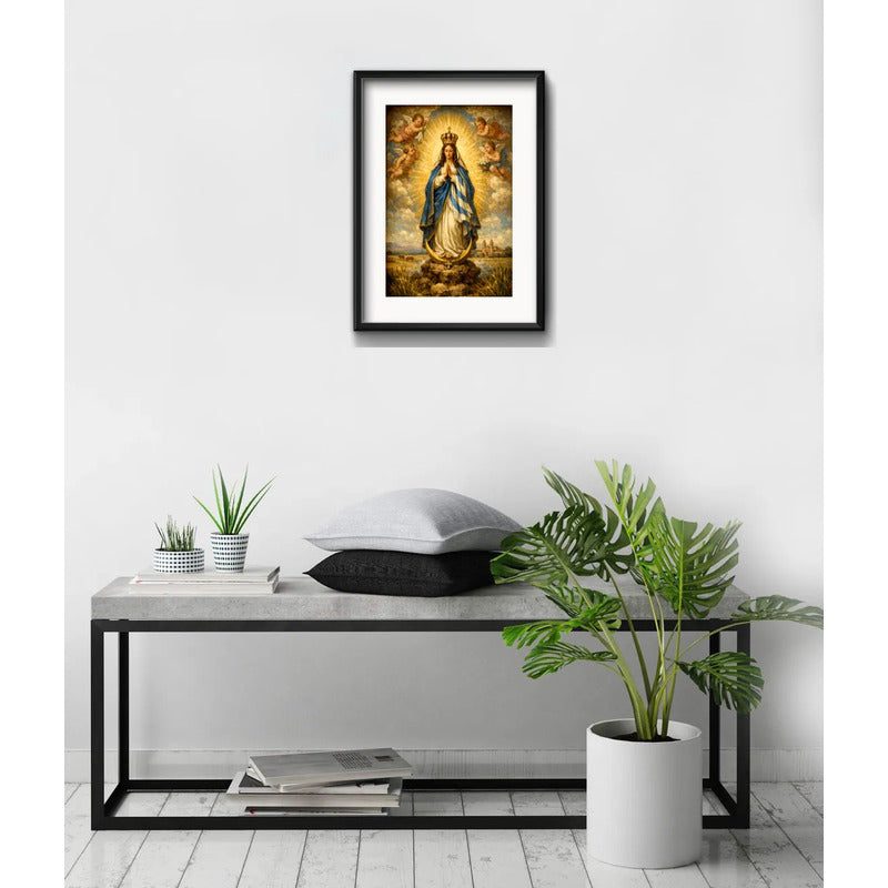 Cuadro Inmaculada Concepción Virgen Maria Jesús Con Paspartú Marco Negro