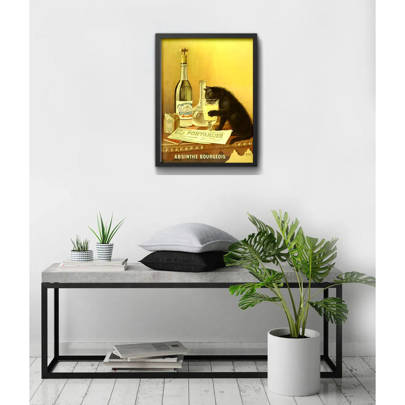 Cuadro Absinthe Bourgeois Drink Retro Bebida Cocina Bar Pub Marco Negro