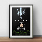 Cuadro Alien Octavo Pasajero Minimalista Cine Con Paspartú Marco Negro
