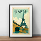 Cuadro Paris Francia Torre Eiffel Ciudad Brs1 Con Paspartú Marco Negro