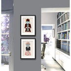 Set 2 Cuadros Pareja Gatos Hipster Pet Mascota Arte Paspartu