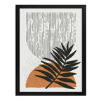 Cuadro Dormitorio Living Boho Abstracto Hoja Geometrico Arte Marco Negro