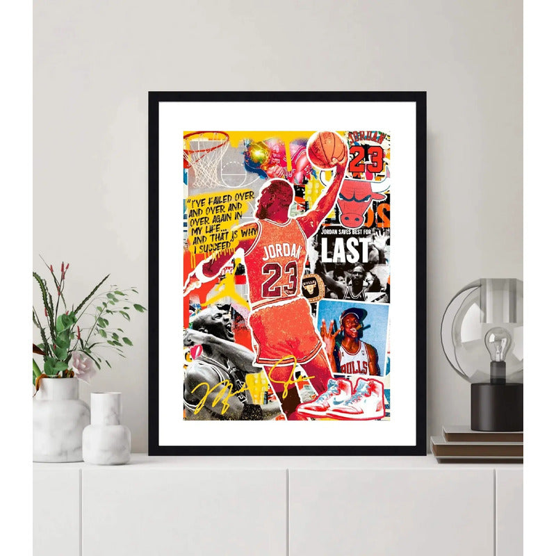Cuadro Michael Jordan 23 Basket Nba Chicago Bulls Deporte Marco Negro
