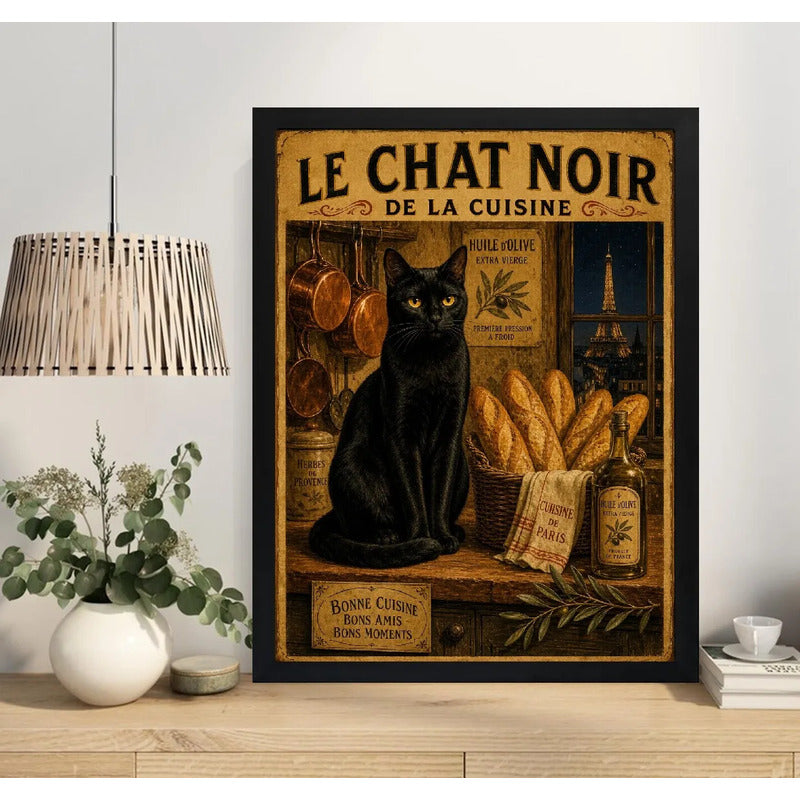 Cuadro Gato Negro Paris Cocina Le Chat Noir Cuisine Panes Marco Negro
