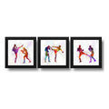 Set 3 Cuadros Artes Marciales Pop Art Mma Lucha Gym 33x33cm Marco Negro
