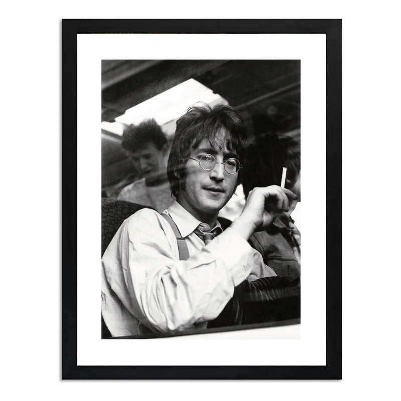 Cuadro John Lennon Blanco Y Negro Beatles Rock Foto Iconica Marco Negro