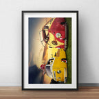 Cuadro Kombi Vintage Retro Vintage Viajero Surf Con Paspartu Marco Negro