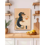 Cuadro Cocina Living Perro Dachshund Salchicha Aperol Oak Marco Marrón Claro