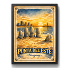 Cuadro Punta Del Este Los Dedos La Mano Arte Retro Uruguay Marco Negro