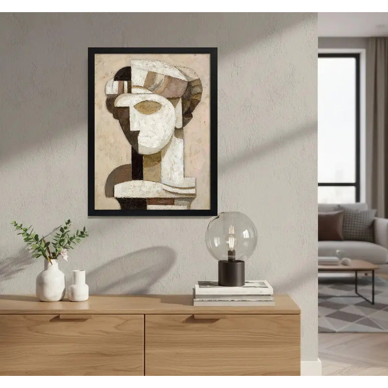 Cuadro Living Oficina Musa Cubista Moderna Arte Cubismo Marco Negro