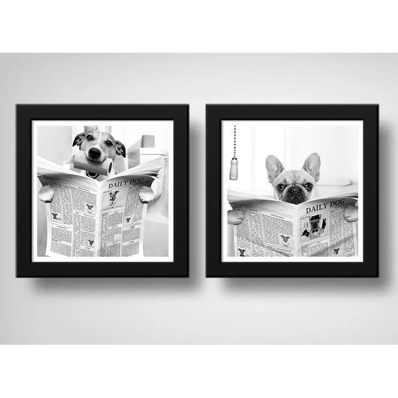 Set 2 Cuadros Perro Baño Mascota Diario Decoracion Pet Brs13