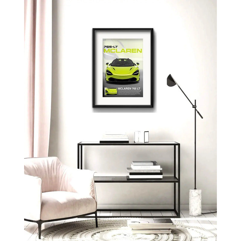 Cuadro Mclaren 765lt Auto Modelo 53x43cm Con Paspartú Marco Negro