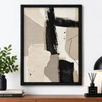 Cuadro Dormitorio Living Boho Abstracto Texturas Retazos Br1 Marco Negro