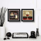 Set 2 Cuadros Café Y Vino Retro Cocina Arte Decoracion