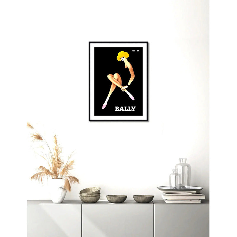 Cuadro Bally Suiza Fashion Moda Lujo Retro Salon Decoracion Bally Blonde Negro