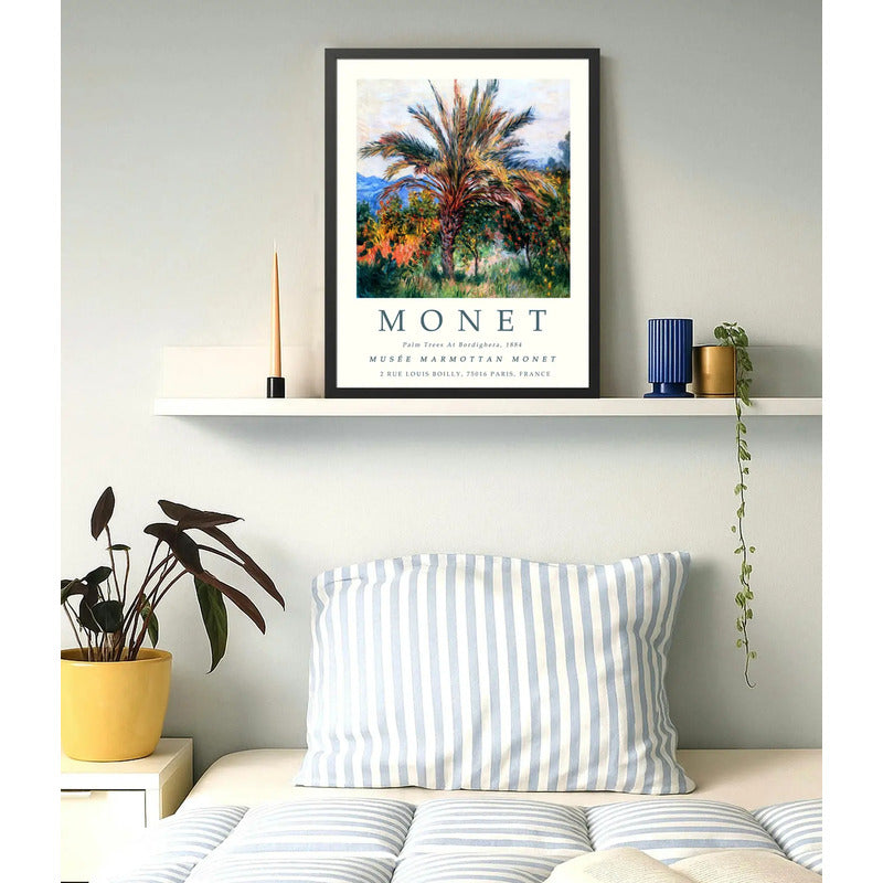 Cuadro Dormitorio Living Claude Monet Palmeras En Bordighera Marco Negro