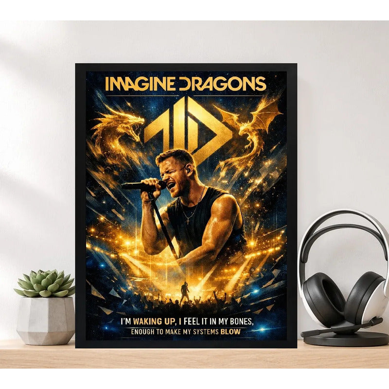 Cuadro Imagine Dragons Radioactive Night Visions Arte Rock Marco Negro