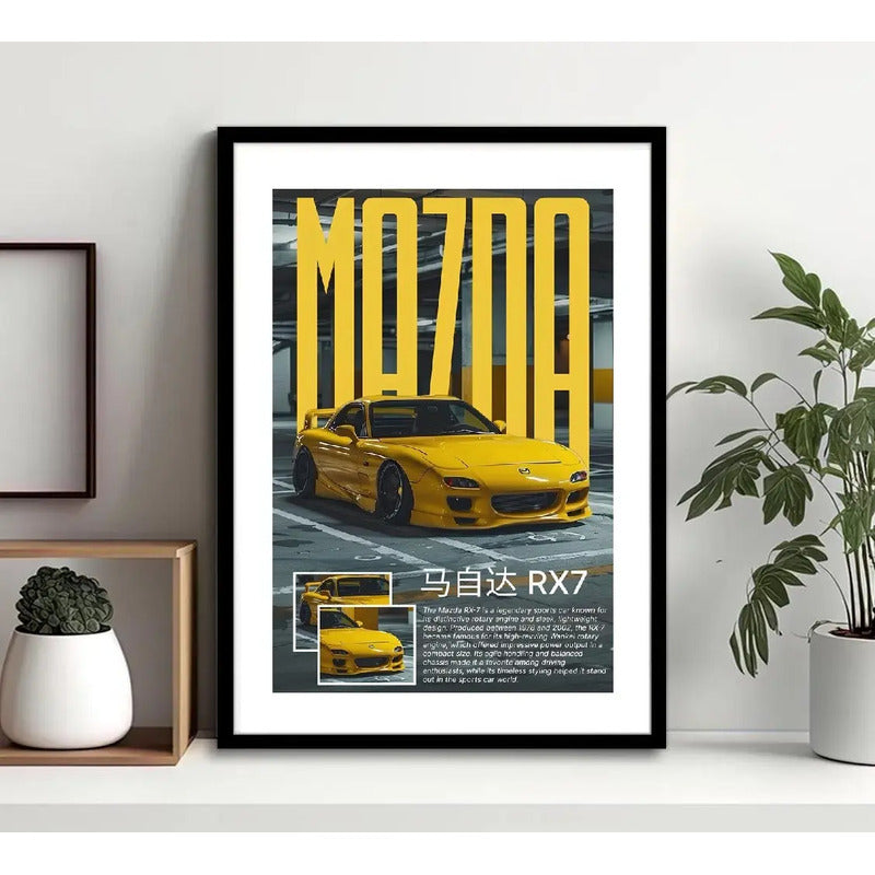 Cuadro Mazda Rx-7 Auto Modelo Deportivo Marca Art Decoracion Marco Negro