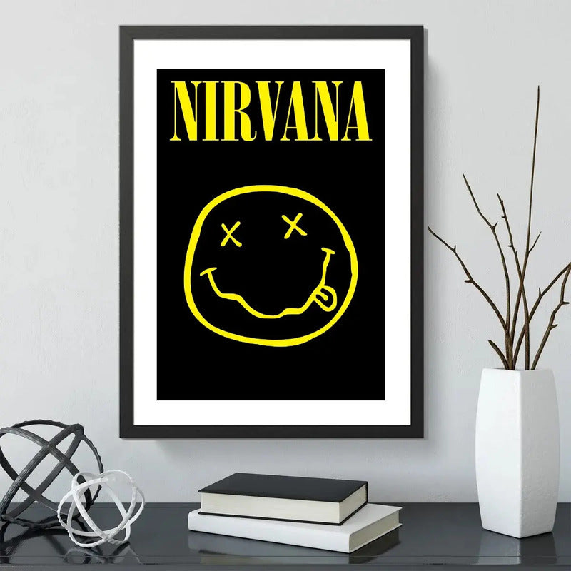 Cuadro Nirvana Smile Rock Grunge Musica Arte Decoracion Marco Negro