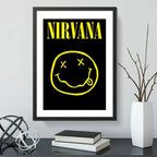 Cuadro Nirvana Smile Rock Grunge Musica Arte Decoracion Marco Negro