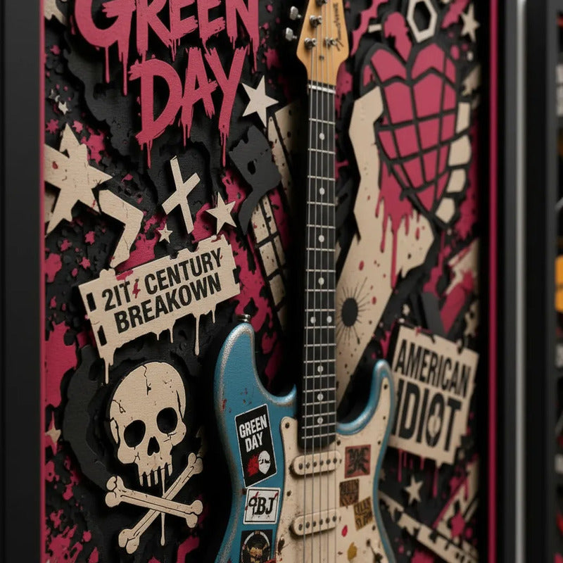 Set 3 Cuadros Green Day Punk Rock Instrumentos Musicales Marco Negro