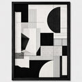 Cuadro Living Dormitorio Abstracto Blanco Negro Geometrico A Marco Negro