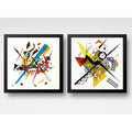 Set 2 Cuadros Kandinsky Abstracto Bauhaus Geometrico 33x33cm Marco Negro