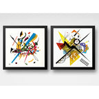 Set 2 Cuadros Kandinsky Abstracto Bauhaus Geometrico 33x33cm Marco Negro