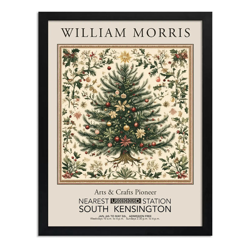 Cuadro Decoracion Arbol Navidad William Morris Navidena Art Marco Negro