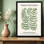Cuadro Dormitorio Living Verde Botanico Flower Market Italia Marco Negro