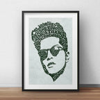 Cuadro Bruno Mars Letra Musica Decoracion Con Paspartú Marco Negro