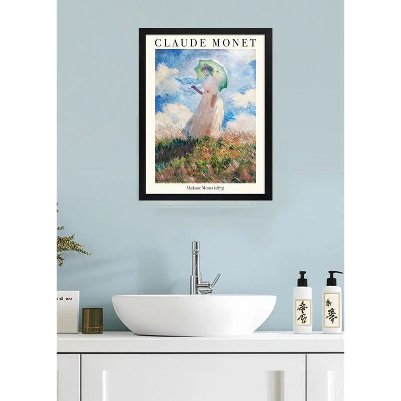 Cuadro Dormitorio Living Monet Mujer Con Sombrilla El Paseo Marco Negro
