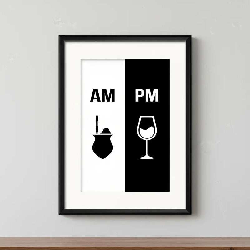 Cuadro Am Pm Mate Vino Cocina Living Decoracion Con Paspartú
