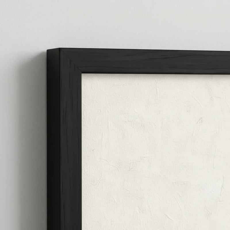 Cuadro Living Dormitorio Abstracto Minimalista Trazos Negros Marco Negro