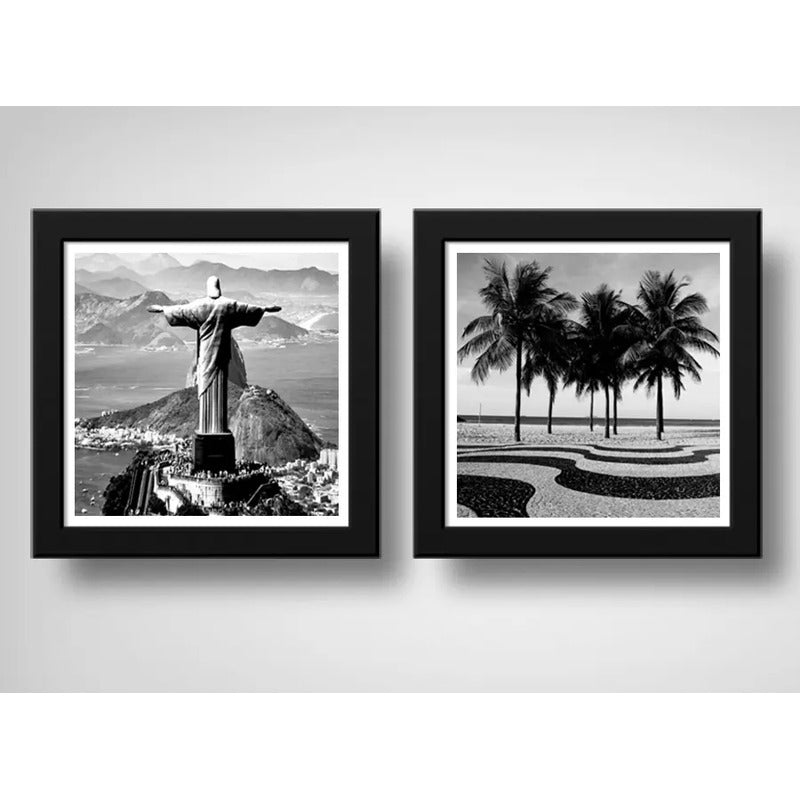 Set 2 Cuadros Rio De Janeiro Cristo Redentor Copacabana