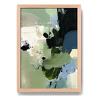 Cuadro Dormitorio Living Boho Abstracto Mossy Calm Verde Oak Marco Marrón Claro