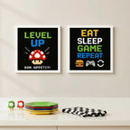 Set 2 Cuadros Cocina Geek Game Bon Appetit Frase Videojuego Marco Blanco