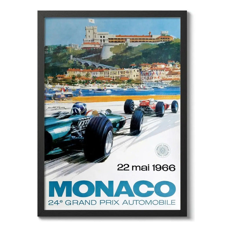 Cuadro Monaco Pista De Carrera Autodromo Formula 1 Retro Monaco 1966 Negro