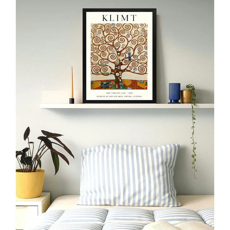 Cuadro Living Dormitorio Gustav Klimt El Árbol De La Vida Marco Negro