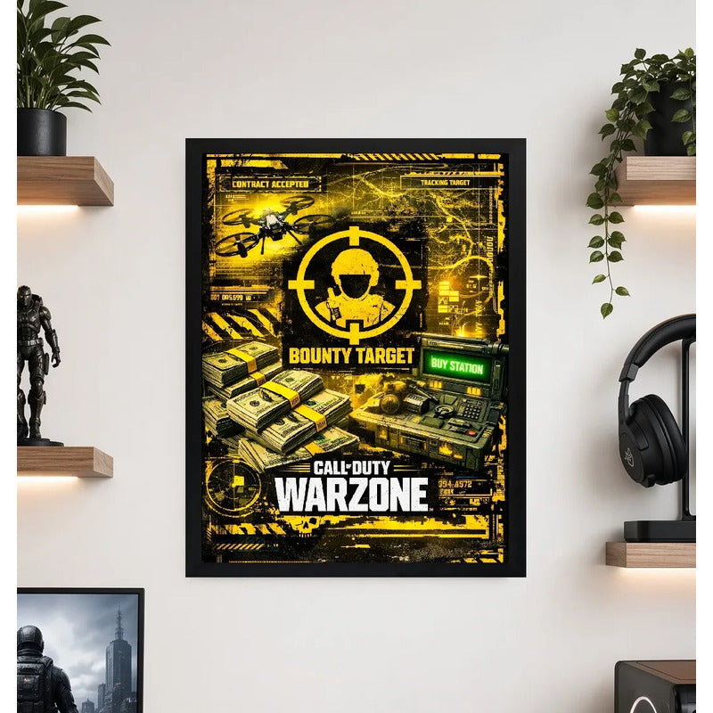 Cuadro Call Of Duty Warzone Bounty Target Videojuego Game Marco Negro