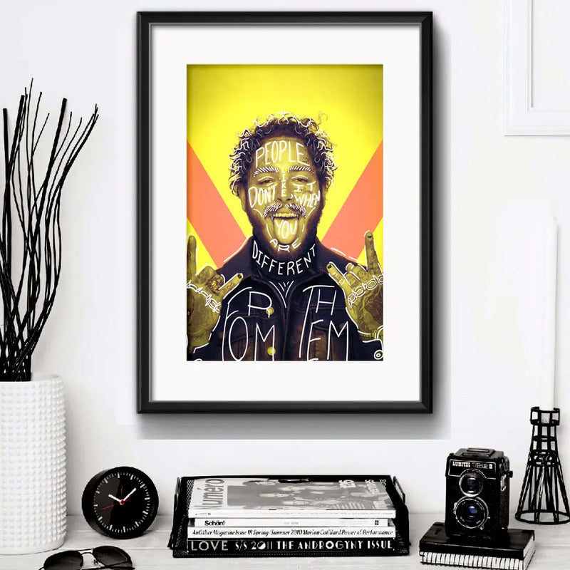 Cuadro Post Malone Pop Art Musica Decoracion Con Paspartú