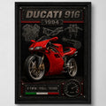 Cuadro Ducati 916 1994 Moto Icónico Detalles Specs Efecto 3d Marco Negro
