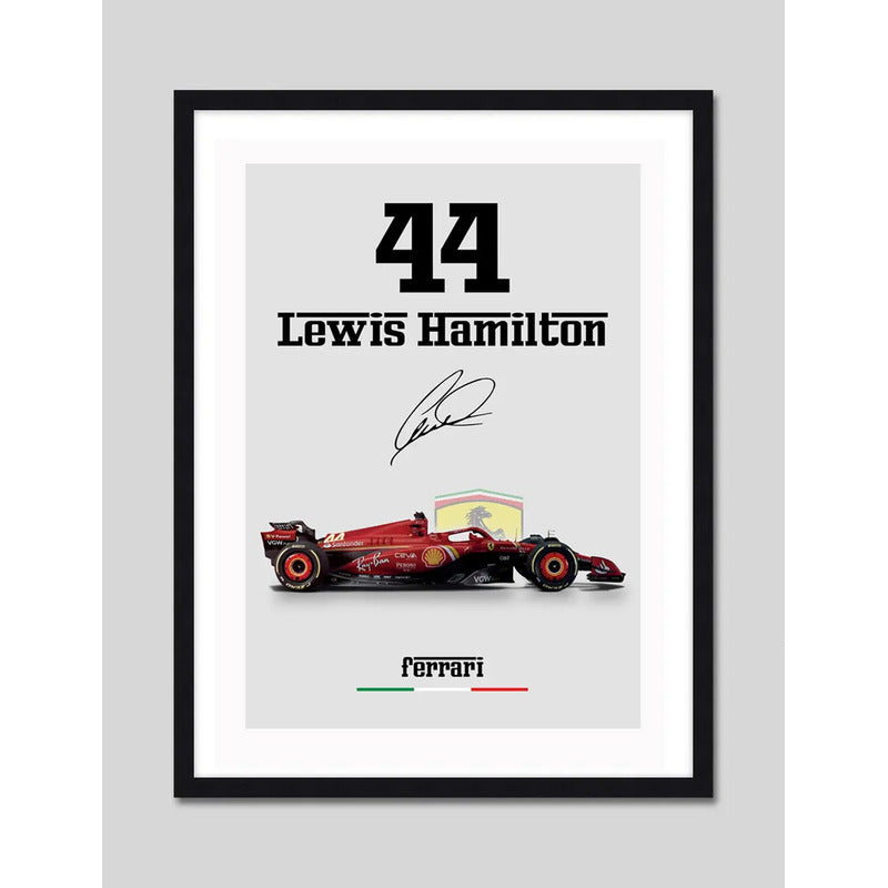 Cuadro Lewis Hamilton Ferrari 44 Formula 1 Auto Carrera Arte Marco Negro