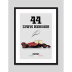 Cuadro Lewis Hamilton Ferrari 44 Formula 1 Auto Carrera Arte Marco Negro