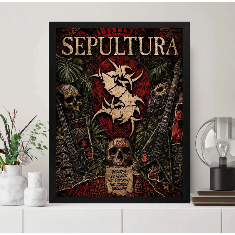 Cuadro Sepultura Roots Banda Death Metal Brasil Rock Vintage Marco Negro