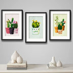Set 3 Cuadros Cactus Suculentas Pop Art Decoracion Paspartú