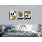 Set 3 Cuadros Dormitorio Living Boho Abstract Tonos Terrosos Marco Blanco