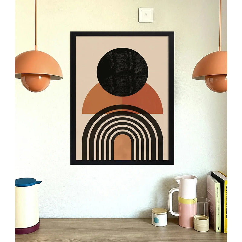 Cuadro Dormitorio Living Boho Abstracto Geometrico Arte Marco Negro